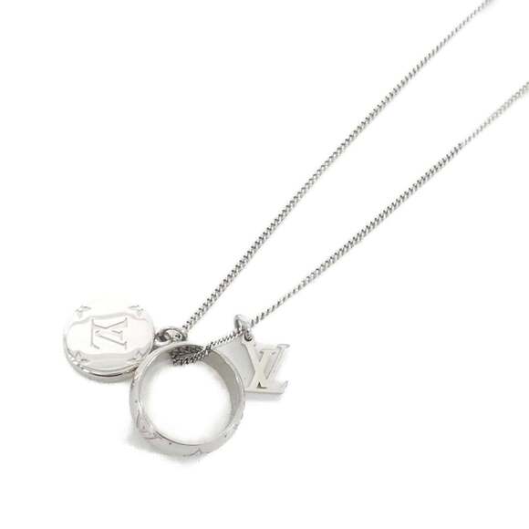 LOUIS VUITTON Silver Monogram Necklace